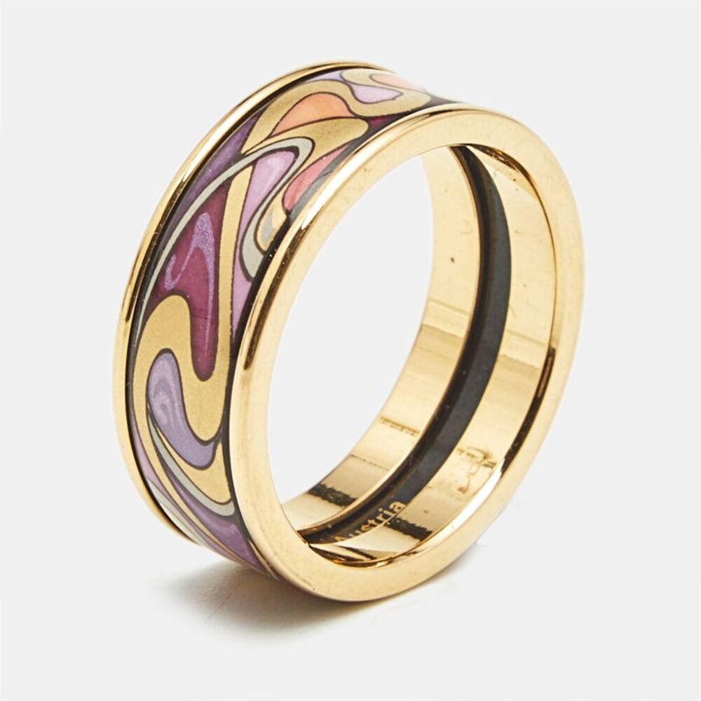 Frey Wille Fire Enamel Gold Tone Ring Size 57